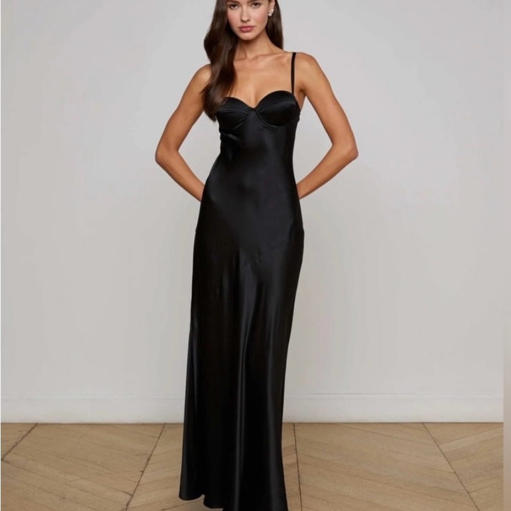 L'AGENCE Sayla Silk Gown, Black, NWT